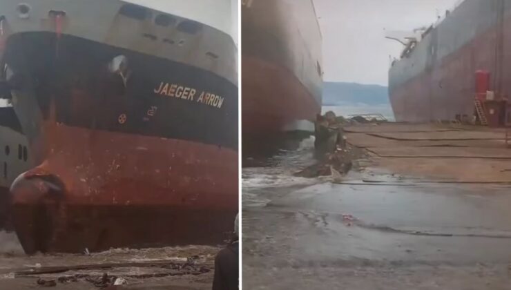 Aliağa’da Dev Yük Gemisi Karaya Oturdu!